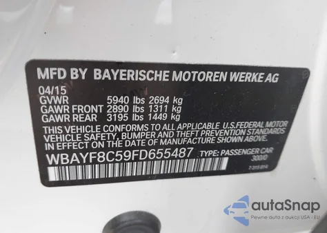 2015 BMW 750Li xDrive из США, поврежденный, VIN WBAYF8C59FD655487